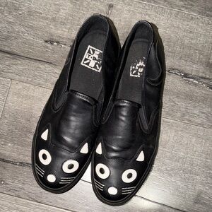 Black Cat Slip-On sneakers from T.U.K with White Accents women size 11